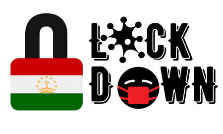 Tajikistan Lockdown for  Outbreak quarantine.   Pandemic Crisis Emergency. Tajikistani flag lockdown concept illustration on white backgroundの写真素材