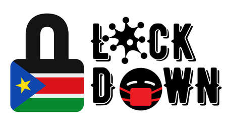 South Sudan Lockdown for  Outbreak quarantine.   Pandemic Crisis Emergency. South Sudan flag lockdown concept illustration on white backgroundの写真素材