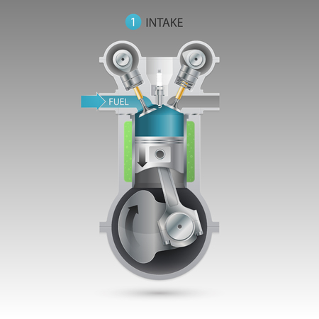 Intake stroke engine. Vector illustrationのイラスト素材