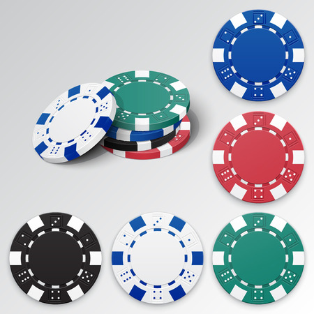 Set of detailed casino chips. Vector illustrationのイラスト素材