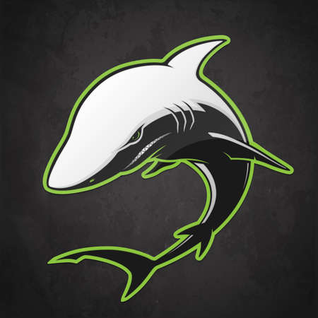 Black and white shark on a dark background. Vector illustrationのイラスト素材