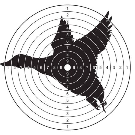 Target with a silhouette of a flying duck for shooting, plinking. Vector illustration for printのイラスト素材