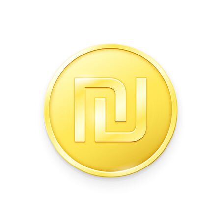 Gold coin with Sheqel sign. Vector illustration showing the symbol of the currency of Israel in the form of a gold coinのイラスト素材