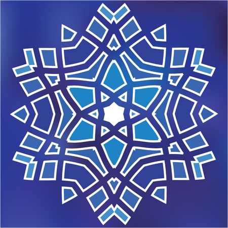 Blue Mosaic Hexagon Snowfkake vector sign on gradient backgroundのイラスト素材