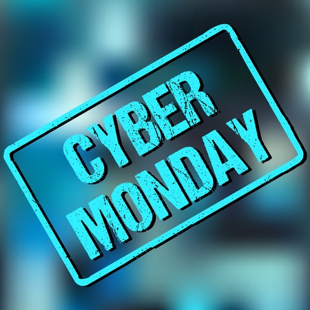 Banner with CYBER MONDAY sign in frame on abstract background. Vector illustration.のイラスト素材