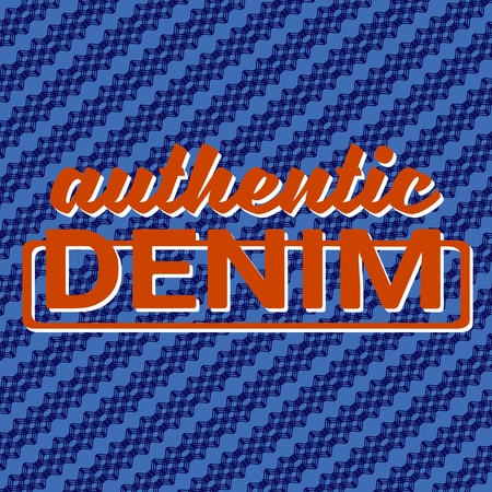 Authentic Denim typography on geometric modern denim pattern vector background texture