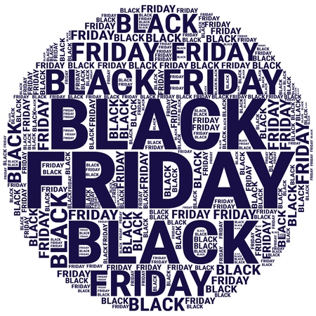 Black Friday Wordcloud. Typography concept. Text cloud. Vector illustrationのイラスト素材