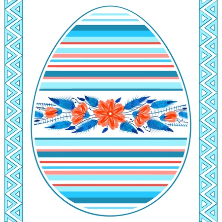 Colorful Happy Easter Egg for greeting card folk styleのイラスト素材