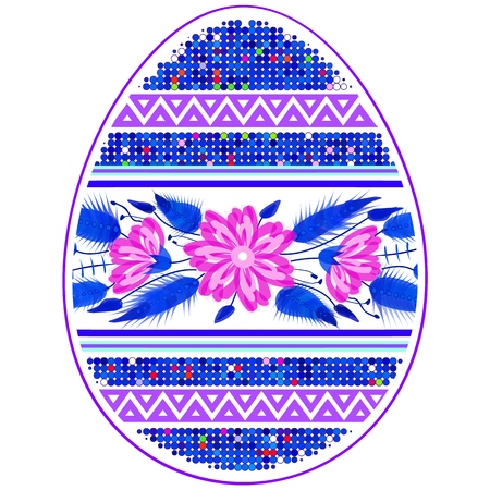 Colorful Happy Easter Egg for greeting card folk styleのイラスト素材