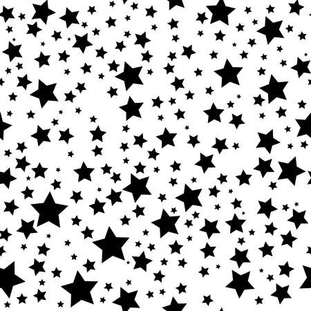 Seamless pattern with black stars on a white background.のイラスト素材