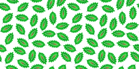 Stylized colorful leaves seamless pattern. Folk boho universal texture. Hand drawn vector decorative floral ornamental background.のイラスト素材
