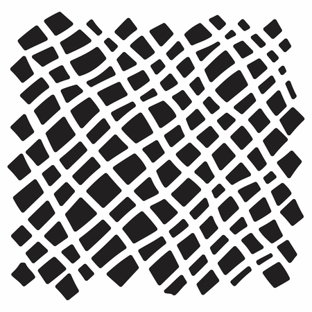 Modern handdrawn diagonal checkered pattern. Messy striped ornament with black hand painted strokes on white background. Stylish vector design for fabric, wallpaper, wrappingのイラスト素材