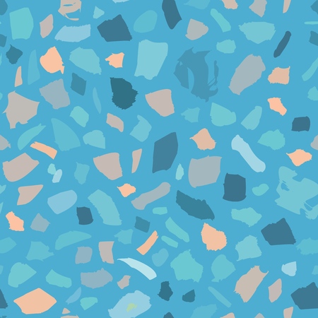 A texture of terrazzo seamless tile with pebbles and stone. Abstract blue vector background.のイラスト素材