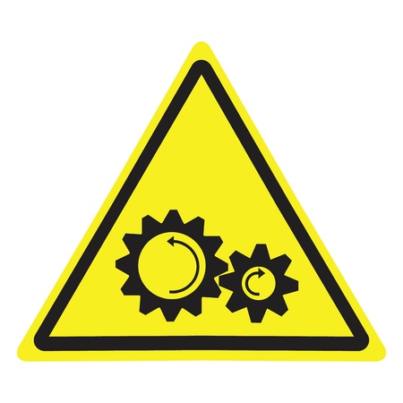 Warning sign with rotating parts hazard symbol.のイラスト素材