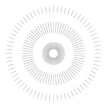 Vintage monochrome sunburst, starburst, bursting rays. Trendy cool design element isolated on white.のイラスト素材