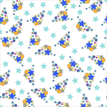 Cute stars seamless pattern. Nursery illustration, good for room decor, wall art, baby shower greeting card, poster, kids apparelのイラスト素材