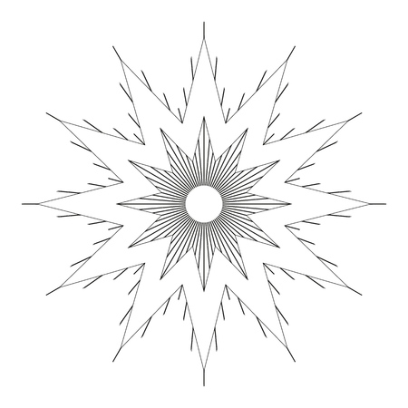 Vintage monochrome sunburst, starburst, bursting rays. Trendy cool design element isolated on white.のイラスト素材