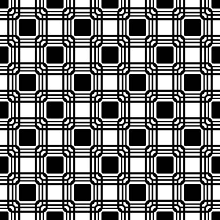 vector seamless rounded rectangle pattern. endless texture black and white. abstract geometric ornament background.のイラスト素材