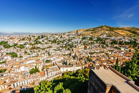 Albaicin (Old Muslim quarter) district of Granada seen from  Alhambraの写真素材
