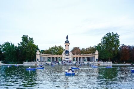 MADRID, SPAIN - OCTOBER 14, 2012 : Monument to Alfonso XII in the Parque del Buen Retiro Park of the...