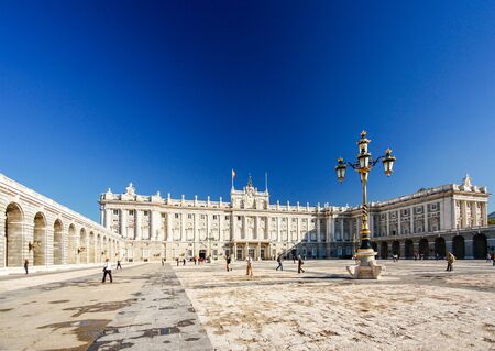 Infront of Palacio real in Madrid , Spainのeditorial素材