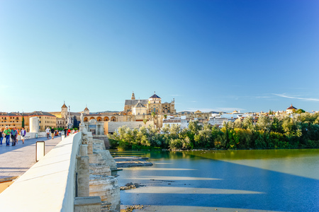 CORDOBA, SPAIN - OCTOBER 15,2012 : Great Mosque with Roman Bridge and Guadalquivir river,  Cordoba,  Spainのeditorial素材