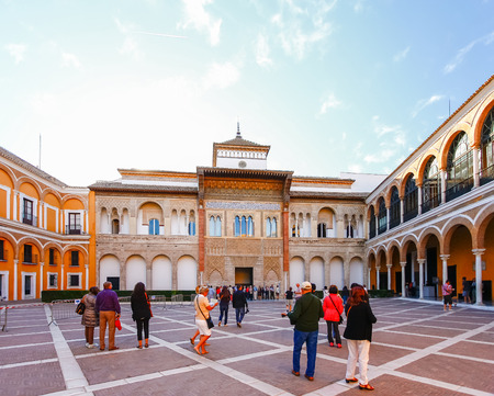 SEVILLA, SPAIN - OCTOBER 16,2012 : Alcazar of Seville in Seville, Andalusia, Spainのeditorial素材
