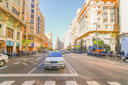 MADRID, SPAIN - OCTOBER 15, 2012 : Gran Via, main shopping street in Madrid, Spainのeditorial素材