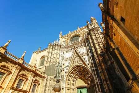 Gothic architecture of Sevilla Cathedral in Sevilla, Spainの写真素材