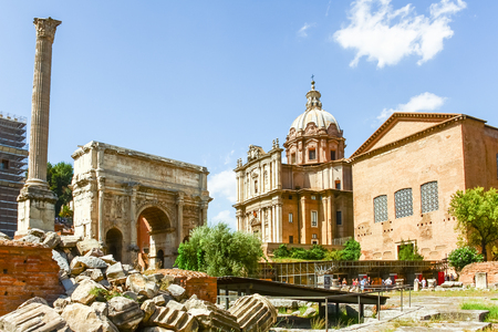 Roman ruins in Rome, Italyの写真素材