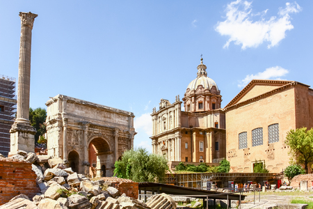 Roman ruins in Rome, Italyの写真素材