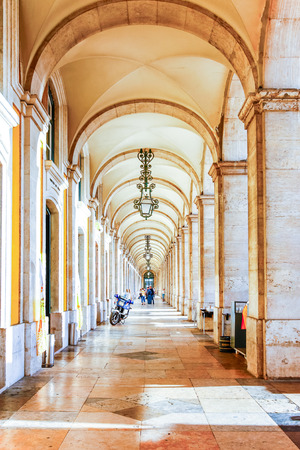 LISBON,PORTUGAL - OCTOBER 12,2012 : Famous arch at the Praca do Comercio, Lisbon, Portugalのeditorial素材