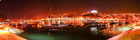 PORTO,PORTUGAL - OCTOBER 20,2012 : Panorama view of Portugal old town on the Douro River, Porto, Portugalのeditorial素材