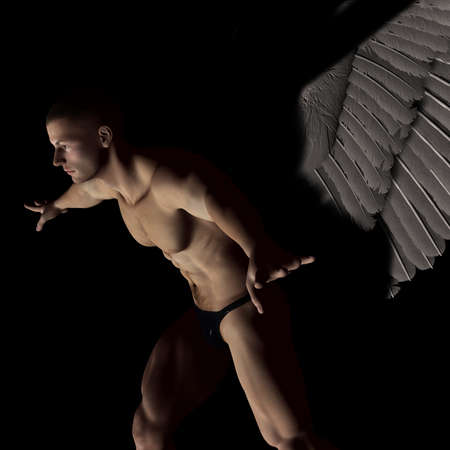 3D angel taking flightの写真素材