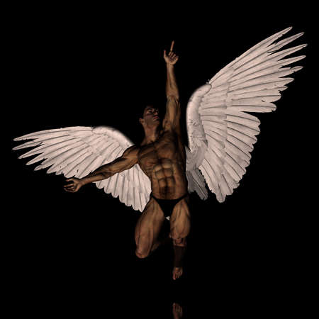 3D angel reaching for something up thereの写真素材