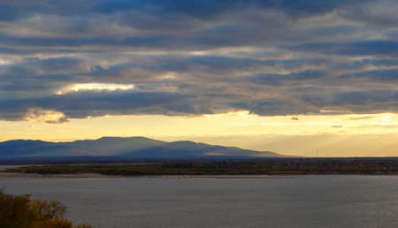 Khabarovsk. View of the Amur river. Autumn.の写真素材