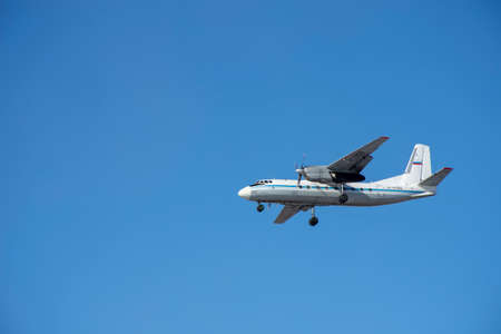 Russia. Khabarovsk - February 2020: landing of a passenger plane