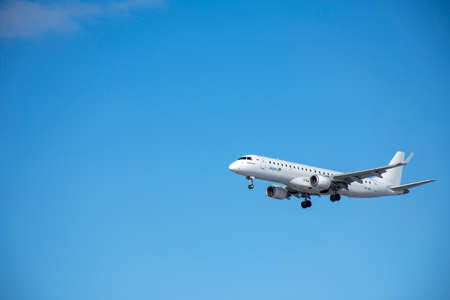 Russia. Khabarovsk - February 2020: landing of a passenger plane