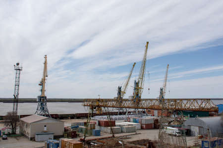 Russia. Khabarovsk-may 2020: River port on the Amur river