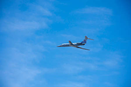 Russia. Khabarovsk - June 2020: Plane flight (TU-134 RF-66054)のeditorial素材