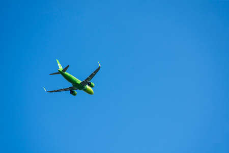 Russia. Khabarovsk - September 2020: Airbus A320 takes off from Khabarovsk airport