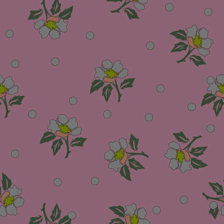 Seamless floral design pattern. Cute flowers on pink background. Vector illustration pattern for fabric, textile, gift wrapping, background, wallpaper, bullet journal, scrapbookingのイラスト素材