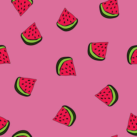 Seamless Vector watermelon on pink  background Pattern. Great for Fabrics, Scrap booking, bullet journal, textiles, blankets, pillows, cover,のイラスト素材