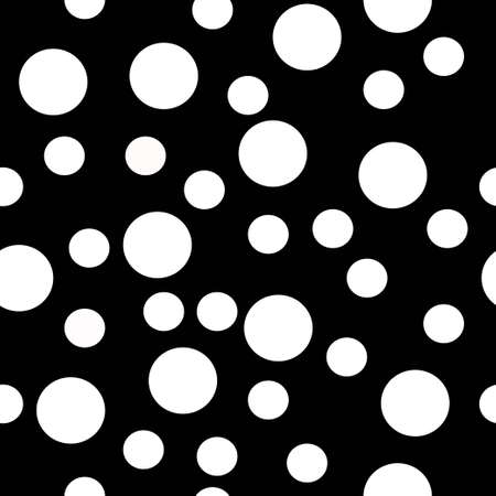Seamless White Circles on Black background pattern vector illustration design. Great for wallpaper, bullet journal, scrap booking,のイラスト素材