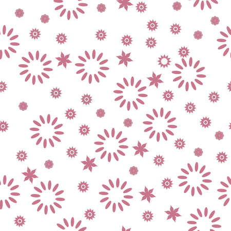 Floral design pattern. Cute seamless pink flowers on background. Vector illustration pattern for fabric, textile, gift wrapping, background, wallpaper, bullet journal, scrapbookingのイラスト素材