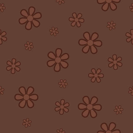 Seamless floral design pattern. Cute flowers on maroon background. Vector illustration pattern for fabric, textile, gift wrapping, background, wallpaper, bullet journal, scrapbookingのイラスト素材