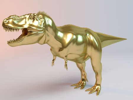 Golden 3D animal Dino inside a stage with high render quality to be used as a logo, medal, symbol, shape, emblem, icon, business, geometric, label or any other useの写真素材