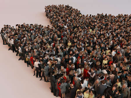 People in the form of an abstract symbol business 3d render inside a white stageの写真素材