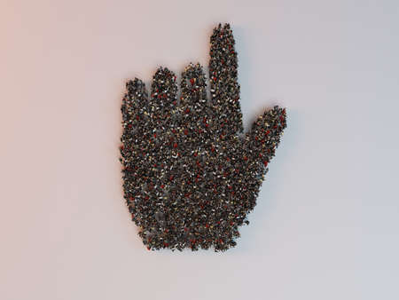 People in the form of an abstract symbol business 3d render inside a white stageの写真素材