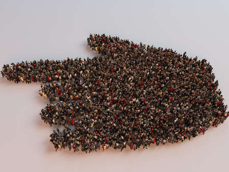 People in the form of an abstract symbol business 3d render inside a white stageの写真素材